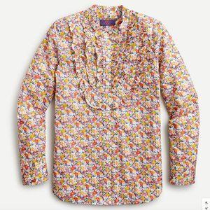 NWT Band-collar ruffle-front shirt in Liberty® XS
